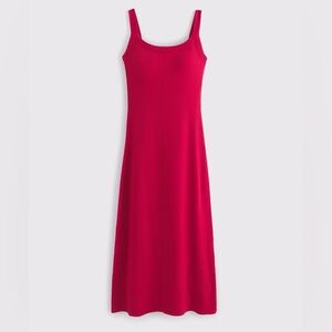A&F Abercrombie and Fitch Bra-Free Essential 90s Rib Midi Dress Petite Small RED